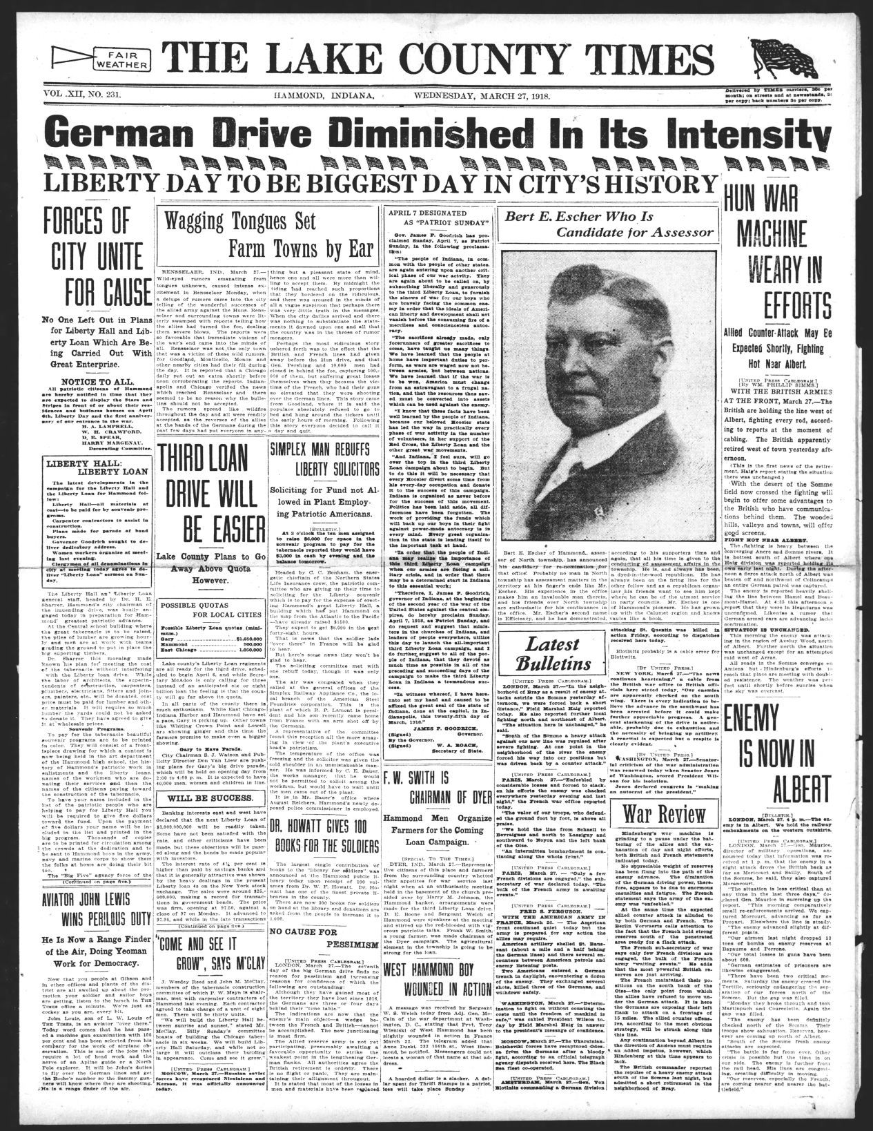 March 27, 1918: Wagging Tongues Set Farm Towns by Ear
